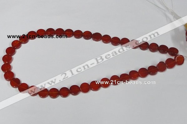 CAA155 15.5 inches 10mm coin red agate gemstone beads