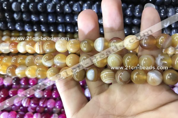 CAA1550 15.5 inches 8mm round banded agate beads wholesale