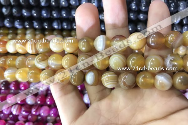 CAA1551 15.5 inches 10mm round banded agate beads wholesale