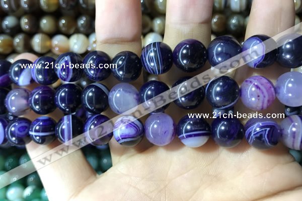 CAA1558 15.5 inches 12mm round banded agate beads wholesale