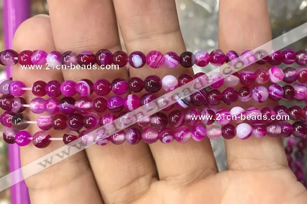 CAA1560 15.5 inches 4mm round banded agate beads wholesale