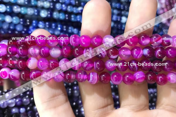 CAA1561 15.5 inches 6mm round banded agate beads wholesale