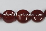 CAA157 15.5 inches 15mm flat round red agate gemstone beads