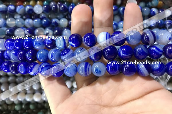 CAA1580 15.5 inches 8mm round banded agate beads wholesale