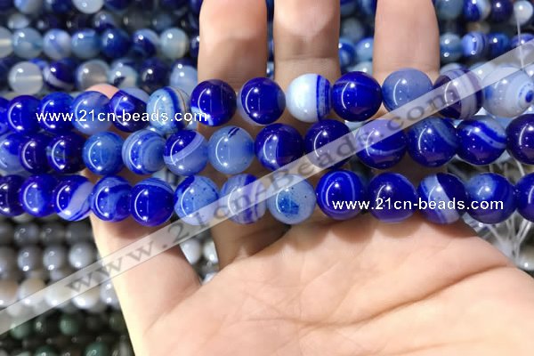 CAA1581 15.5 inches 10mm round banded agate beads wholesale