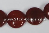 CAA159 15.5 inches 20mm flat round red agate gemstone beads