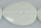 CAA16 15.5 inches 40*50mm faceted flat teardrop white agate beads