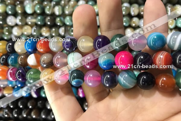 CAA1605 15.5 inches 10mm round banded agate beads wholesale