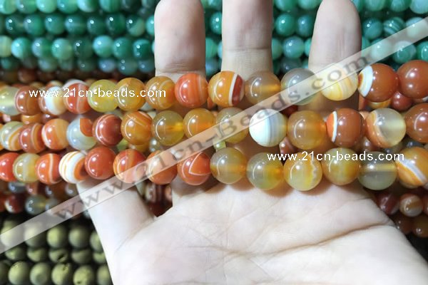 CAA1610 15.5 inches 8mm round banded agate beads wholesale