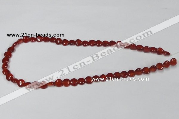 CAA162 15.5 inches 8*8mm heart red agate gemstone beads