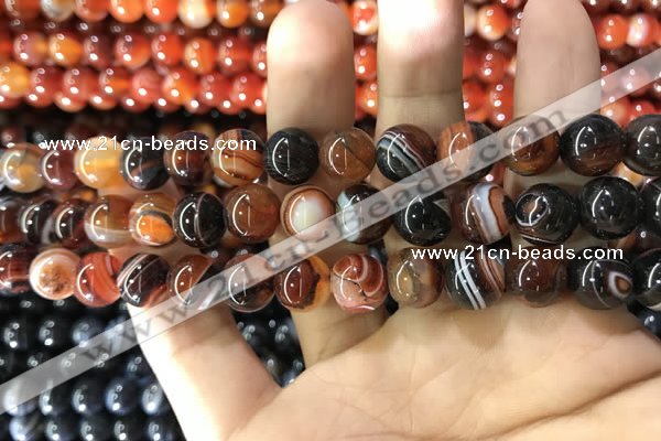 CAA1623 15.5 inches 10mm round banded agate beads wholesale