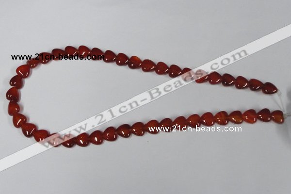 CAA163 15.5 inches 10*10mm heart red agate gemstone beads