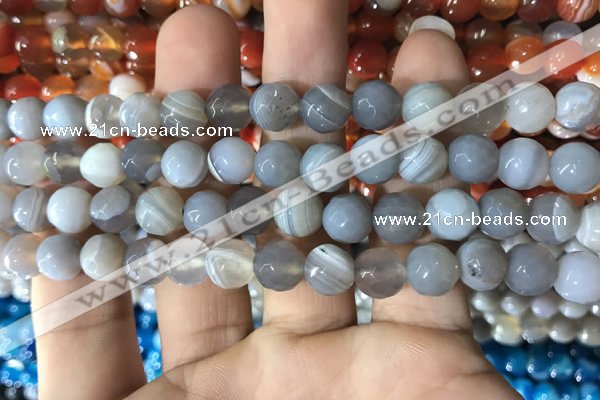 CAA1631 15.5 inches 8mm faceted round banded agate beads