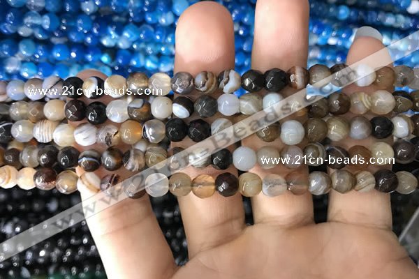 CAA1635 15.5 inches 6mm faceted round banded agate beads