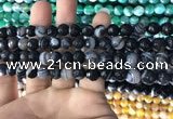 CAA1641 15.5 inches 8mm faceted round banded agate beads