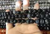 CAA1642 15.5 inches 10mm faceted round banded agate beads