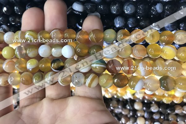 CAA1646 15.5 inches 8mm faceted round banded agate beads