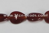 CAA165 15.5 inches 13*18mm flat teardrop red agate gemstone beads