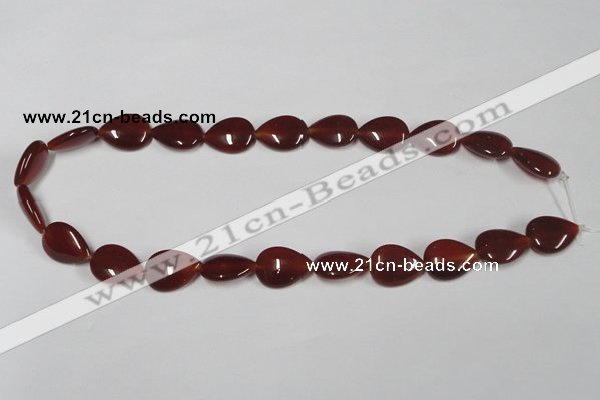 CAA165 15.5 inches 13*18mm flat teardrop red agate gemstone beads