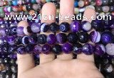 CAA1652 15.5 inches 10mm faceted round banded agate beads