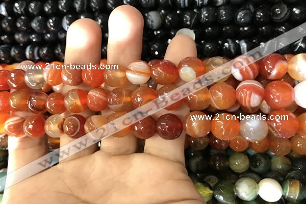 CAA1662 15.5 inches 10mm faceted round banded agate beads