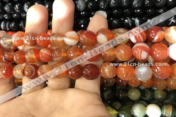 CAA1663 15.5 inches 12mm faceted round banded agate beads