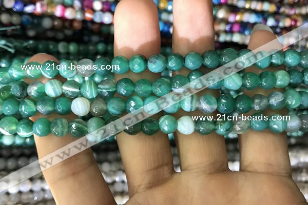 CAA1675 15.5 inches 6mm faceted round banded agate beads