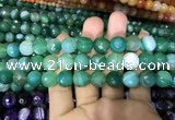 CAA1678 15.5 inches 12mm faceted round banded agate beads