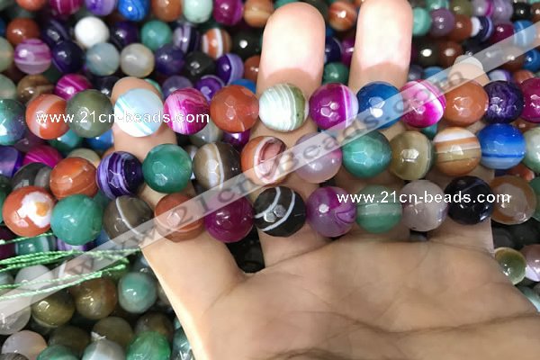 CAA1683 15.5 inches 12mm faceted round banded agate beads