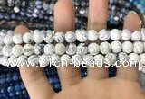 CAA1703 15 inches 8mm faceted round fire crackle agate beads