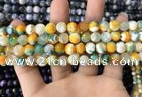 CAA1707 15 inches 8mm faceted round fire crackle agate beads