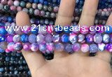 CAA1709 15 inches 8mm faceted round fire crackle agate beads