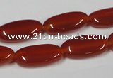 CAA171 15.5 inches 10*20mm oval red agate gemstone beads