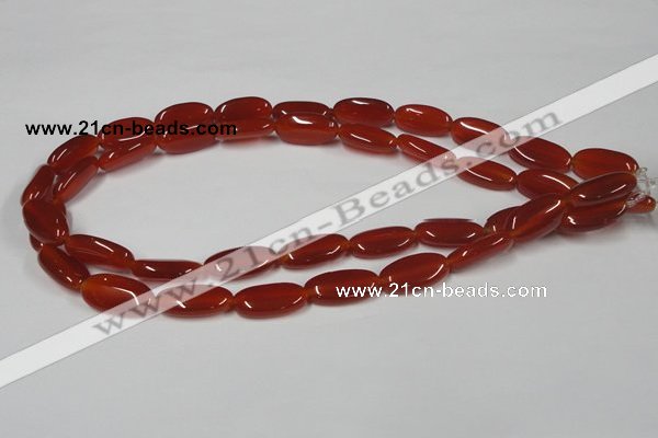 CAA171 15.5 inches 10*20mm oval red agate gemstone beads