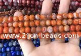 CAA1711 15 inches 8mm faceted round fire crackle agate beads