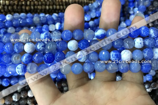 CAA1717 15 inches 8mm faceted round fire crackle agate beads