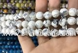 CAA1727 15 inches 10mm faceted round fire crackle agate beads