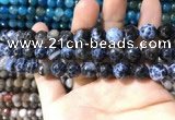 CAA1728 15 inches 10mm faceted round fire crackle agate beads