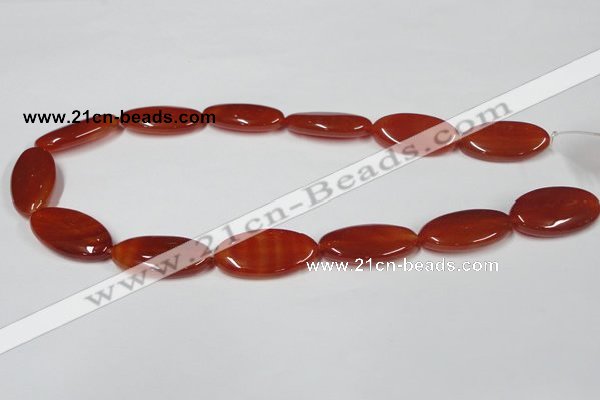 CAA173 15.5 inches 15*30mm oval red agate gemstone beads