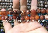 CAA1734 15 inches 10mm faceted round fire crackle agate beads