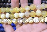 CAA1748 15 inches 12mm faceted round fire crackle agate beads