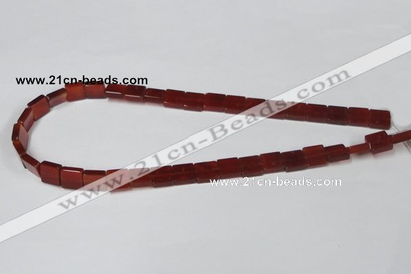 CAA175 15.5 inches 10*10mm square red agate gemstone beads