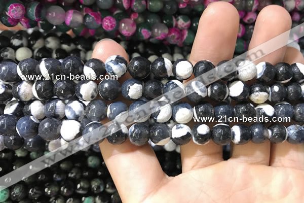 CAA1760 15 inches 8mm faceted round fire crackle agate beads