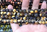 CAA1761 15 inches 8mm faceted round fire crackle agate beads