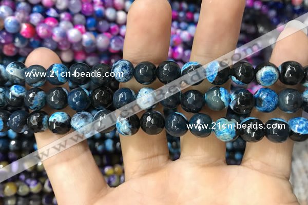 CAA1764 15 inches 8mm faceted round fire crackle agate beads