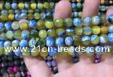 CAA1769 15 inches 8mm faceted round fire crackle agate beads
