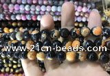 CAA1776 15 inches 10mm faceted round fire crackle agate beads