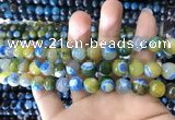 CAA1782 15 inches 10mm faceted round fire crackle agate beads