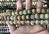 CAA1786 15 inches 10mm faceted round fire crackle agate beads