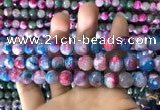 CAA1789 15 inches 10mm faceted round fire crackle agate beads